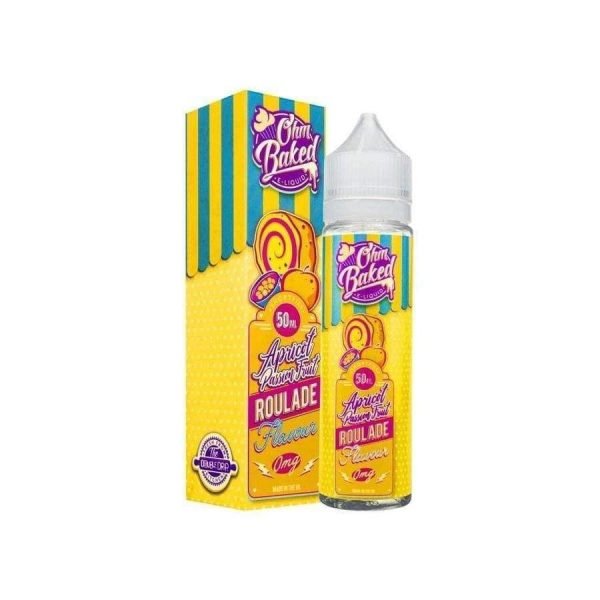 Ohm Baked Shortfills E-Liquid Vape Juice | Apricot Passion Fruit Roulade 50ml - 0mg