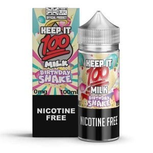 Keep It 100 Shortfills E-Liquid Vape Juice | Milk Birthday Shake 100ml - 0mg