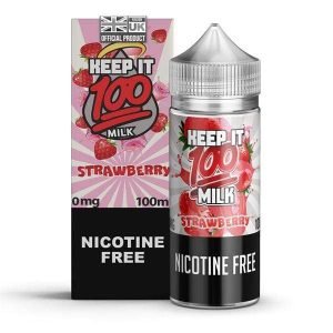 Keep It 100 Shortfills E-Liquid Vape Juice | Milk Strawberry 100ml - 0mg